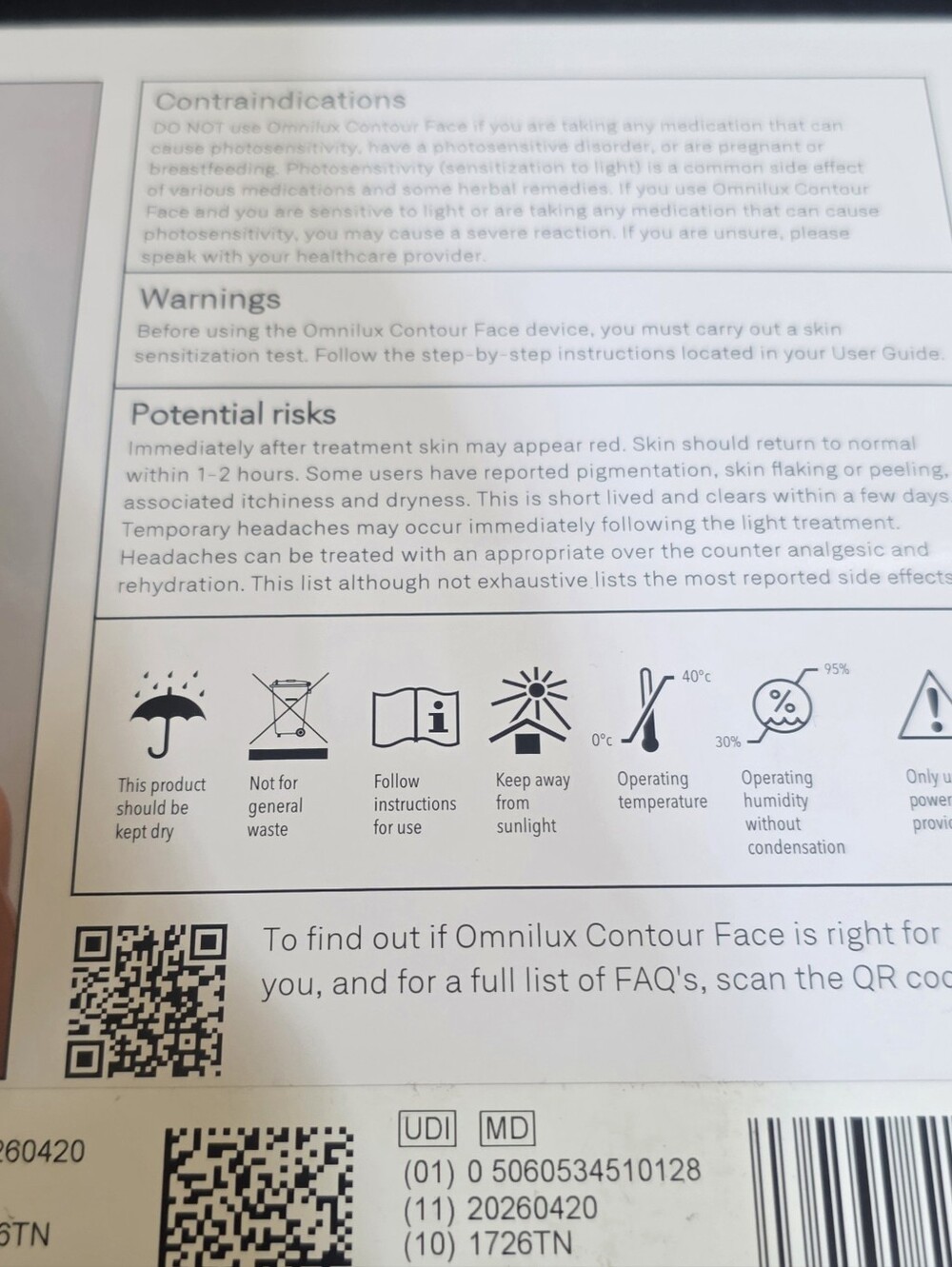 OMNILUX Contour FACE - LED Light Therapy Mask - NEW - Picture 4 of 5